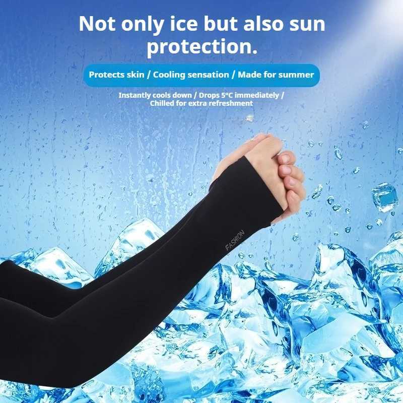 2Pairs Fashion Sun Ice Silk Sleeves Unisex Summer Sun Protection Arm Sleeves Suitable for Outdoor Riding Driving Fishing D260326