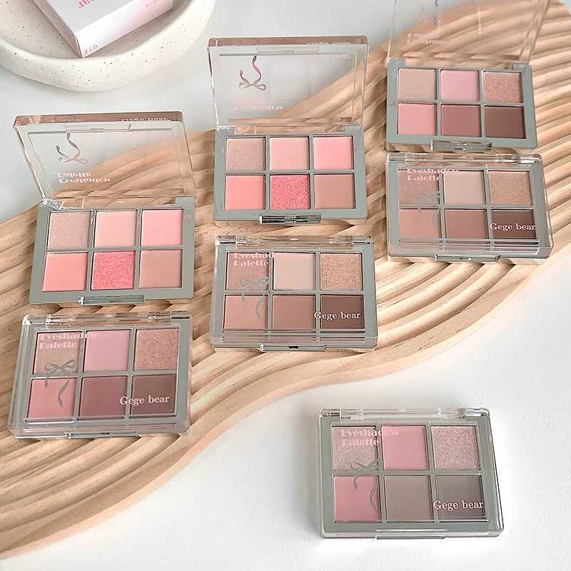 Gege Bear 6-color Eyeshadow Palette Matte Pearlescent Earth Color Sequin Long-Lasting Eyeshadow And Contour Palette H260327