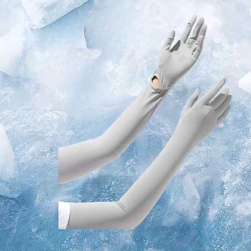 Summer Ice Silk Sunscreen Gloves for Womens UV Protection Summer Breathable Thin Style Driving Ice Sleeves D260326