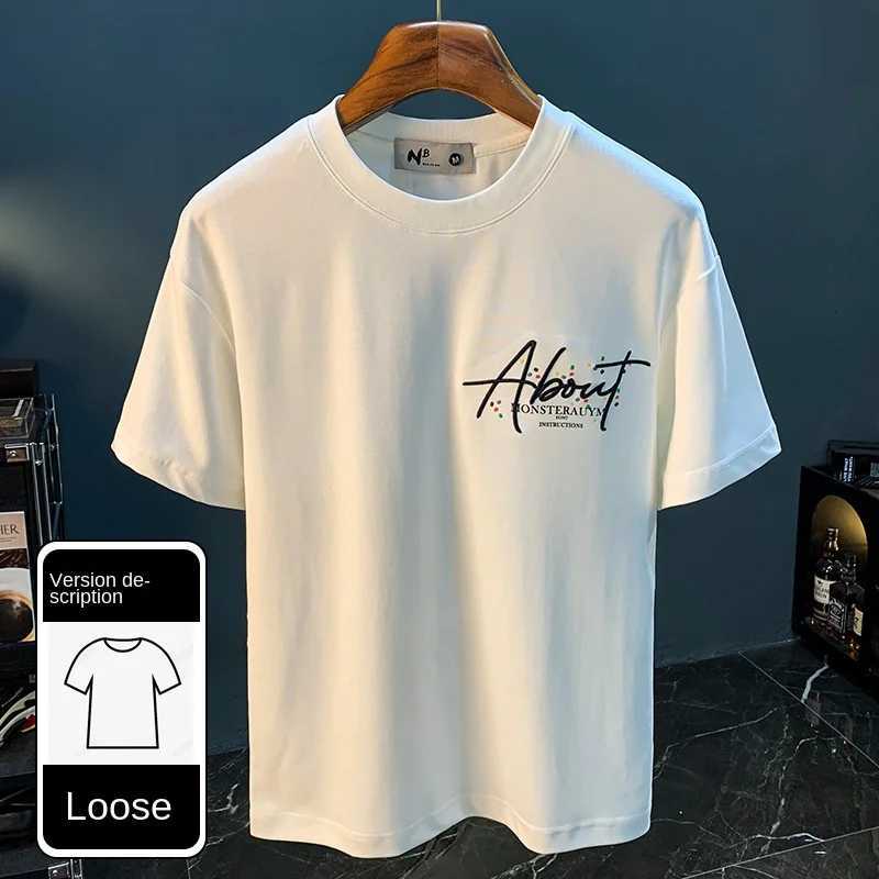 Fashion painted short sleeve T-shirt mens summer thin butterfly print embroidered high-end affordable luxury half sleeve top C260326