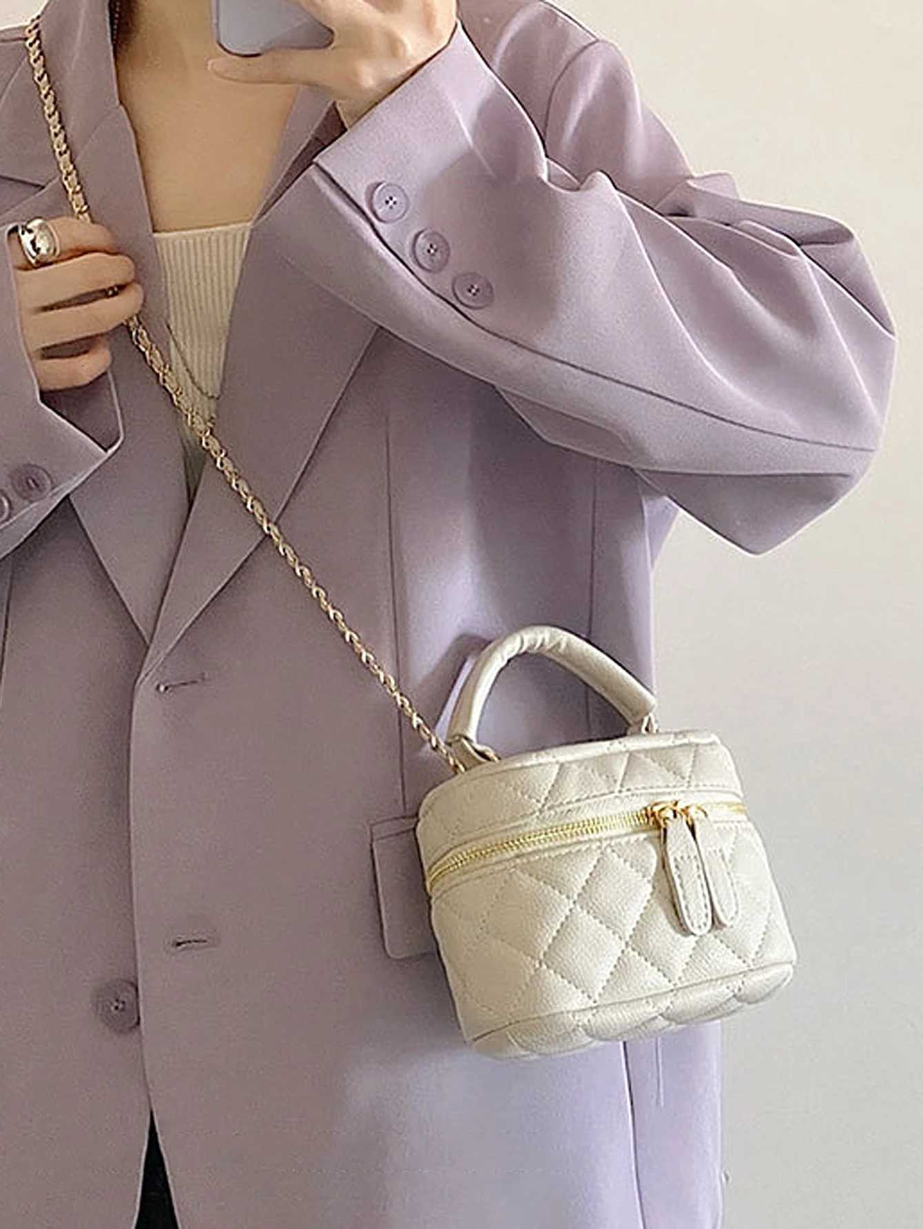 Fashion Mini Quilted Plaid Womens Crossbody Bag Elegant Designer Handbag High Quality PU Leather Shoulder Bag Chain Square Bag C260327