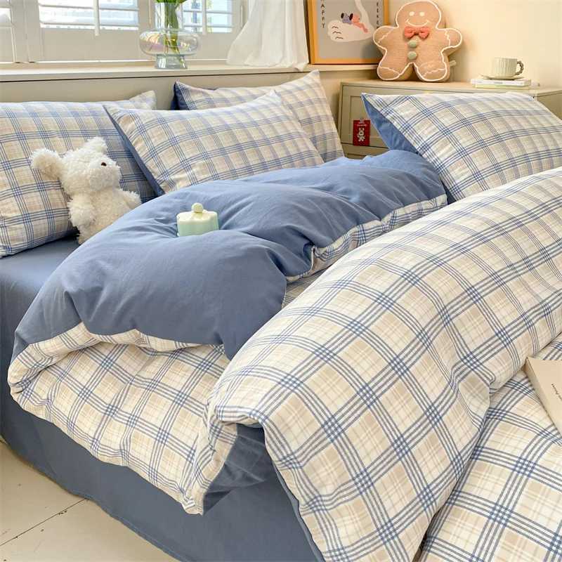 Modern Minimalist Plaid Duvet Cover 220x240 Soft Breathable All Season Queen Comforter Cover Single Piece Striped Quilt Covers H260327