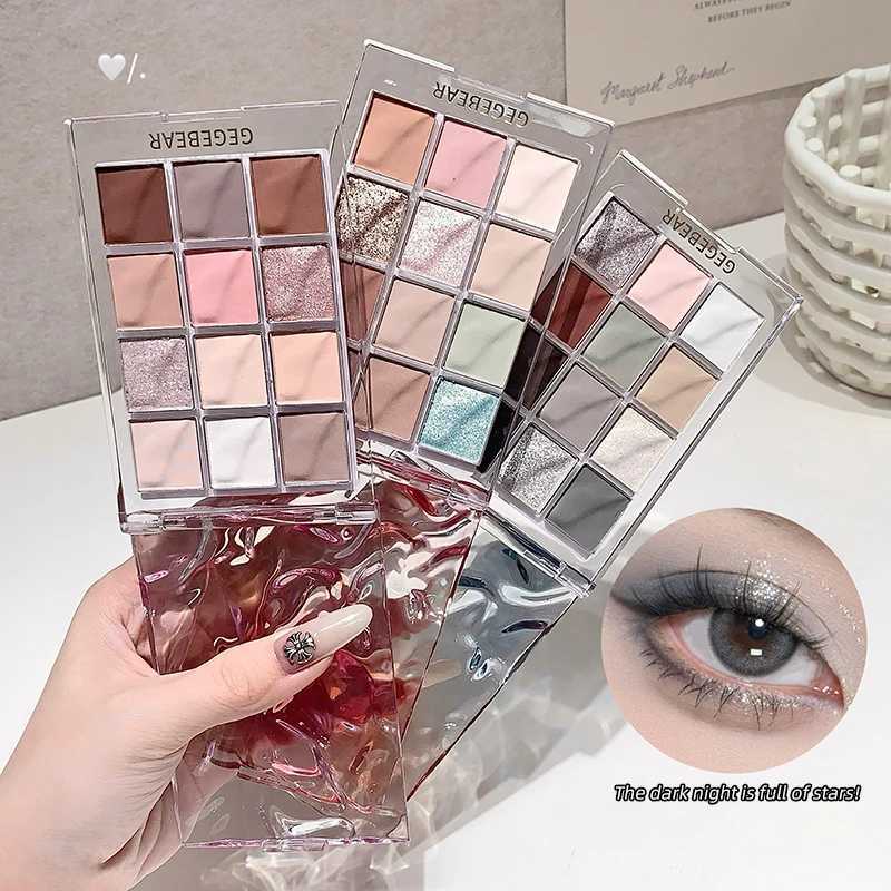 Gege bear water wave eye shadow plate 12 color eye shadow natural fine flash matte eye shadow plate H260327