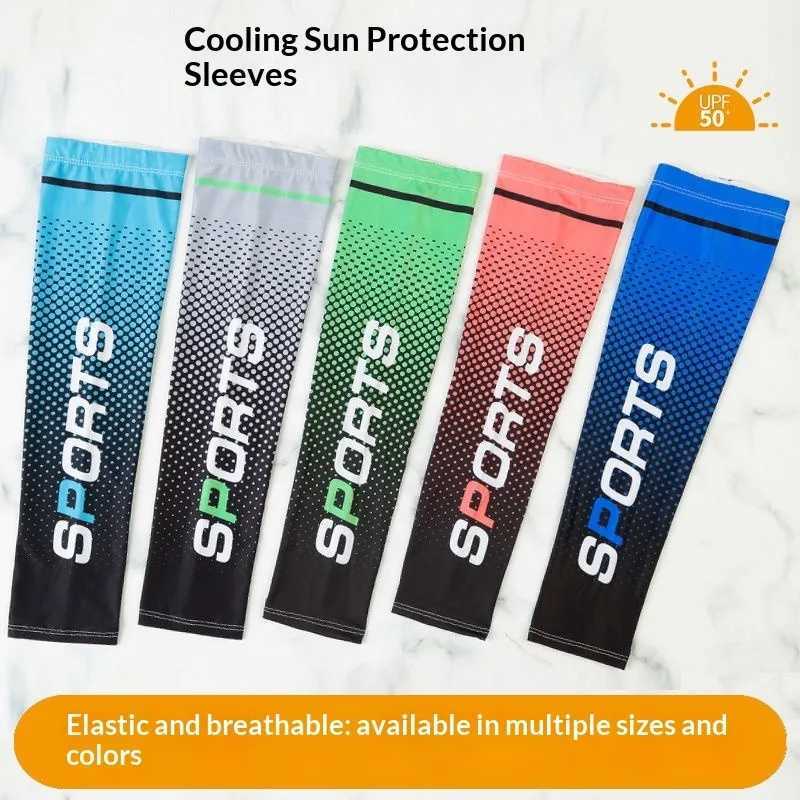 Summer Fashio Sunscreen Ice Silk Sleeve UV Sun Protection Cooling Anti-Slip Arm Sleeves Men Women Outdoor Sport Cycling D260326