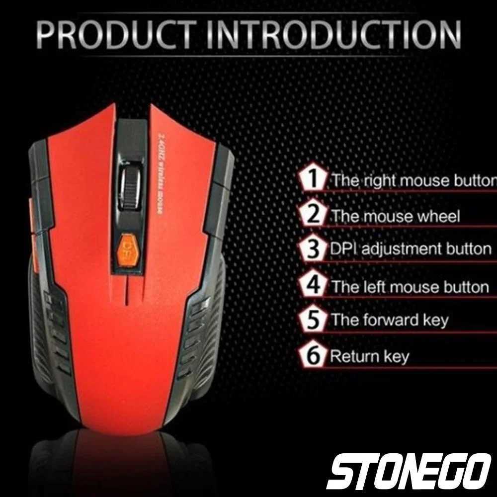 24GHz Wireless Ergonomic Gaming Mouse Ultra Slim Optical USB Receiver Laptop PC Adjustable DPI D260327