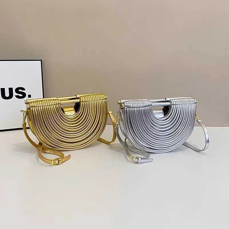 Handbags for Women 2026 New Gold Luxury Designer Brand Moon Handwoven Noodle Bags Leather Pulled Hobo Silver Evening Clutch Chic C260327