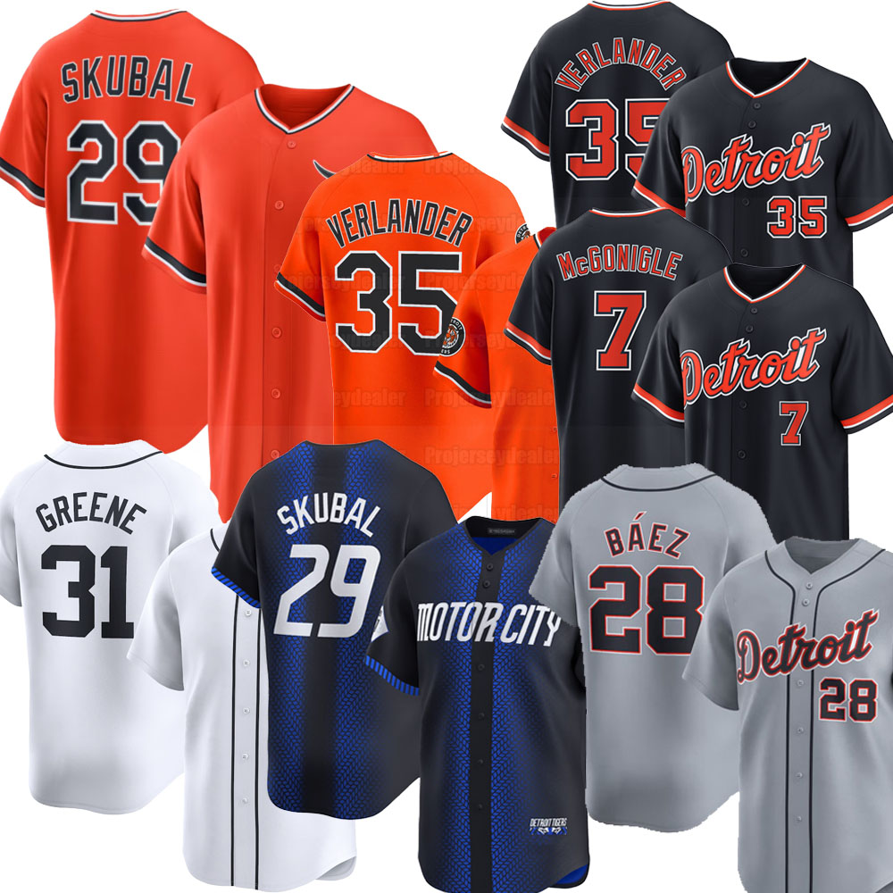 29 Tarik Skubal 2026 Tigers Jerseys Justin Verlander Javier Baez Kevin McGONIGLE Riley Greene Carpenter Torres Torkelson Flaherty Vierling McKinstry