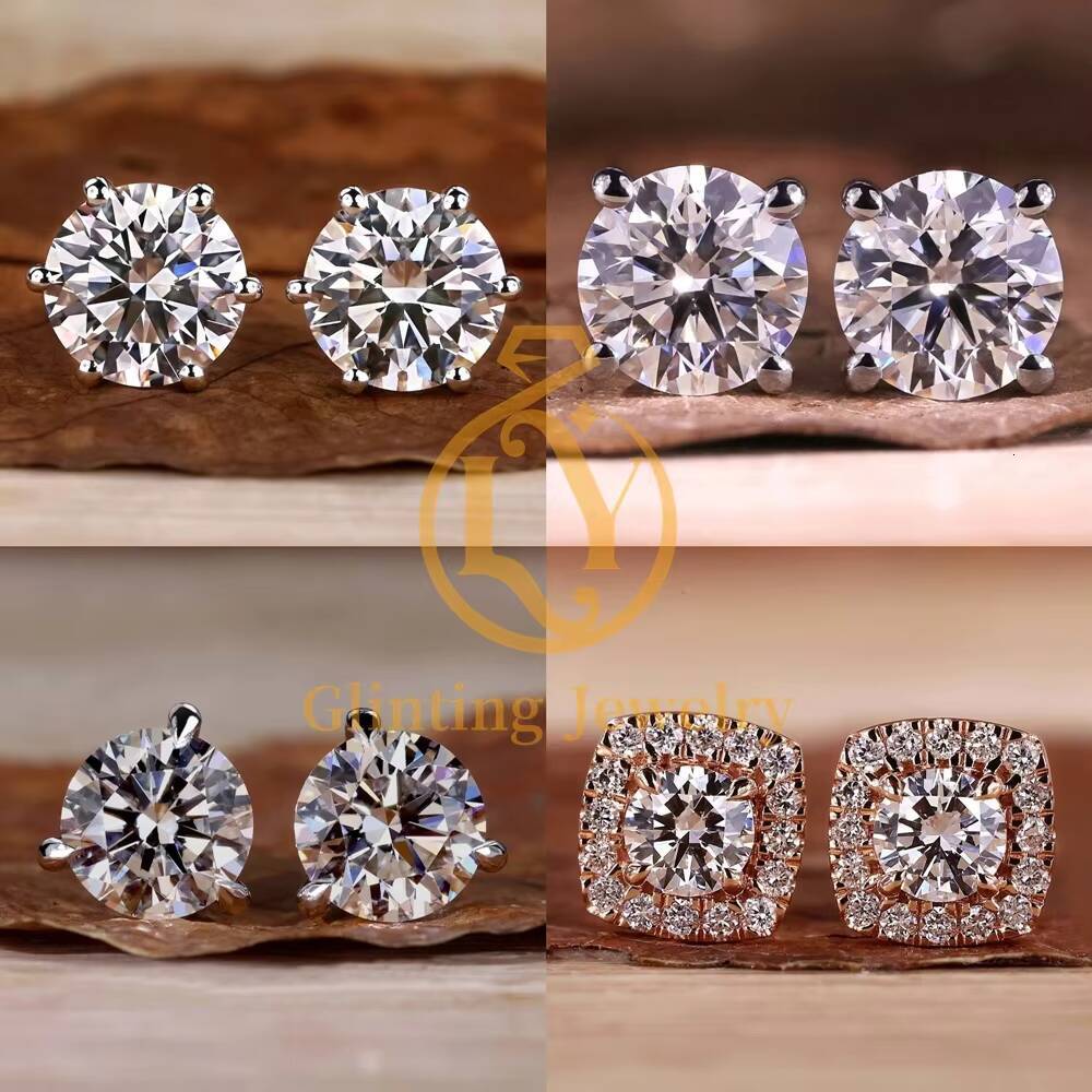 IGI Certified VVS Lab Created Diamond Studs Earrings Men Custom 10K 14K 18K Gold Lab Grown Diamond Earrings Women Jewelry