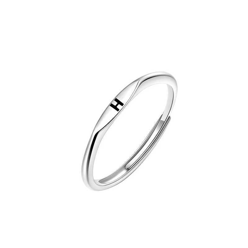 New 925 Sterling Silver Letter Ring Charm Personality Simple Style Woman Ring Birthday Gift for Friends Exquisite Jewelry H260327