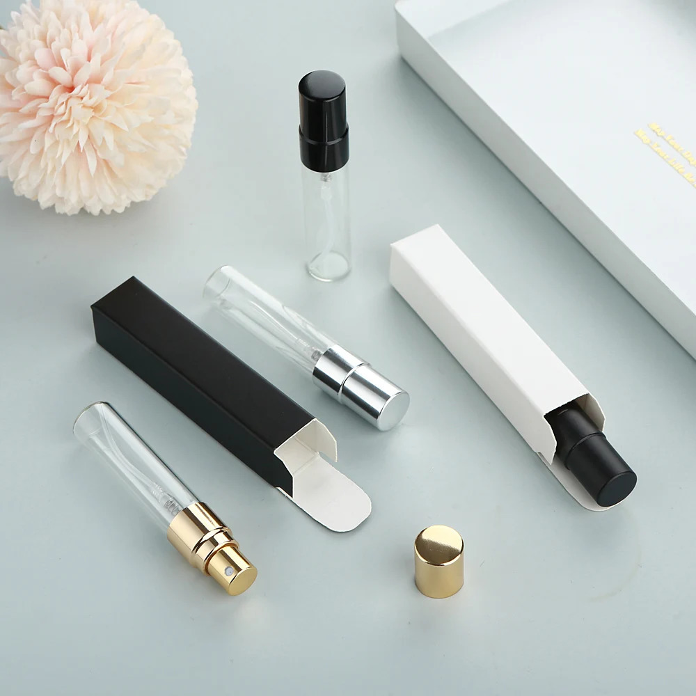 20/30 PCS/lot 5ml transparent glass perfume spray bottles with aluminum nozzles for dispensing Washable refillable with boxes 260318