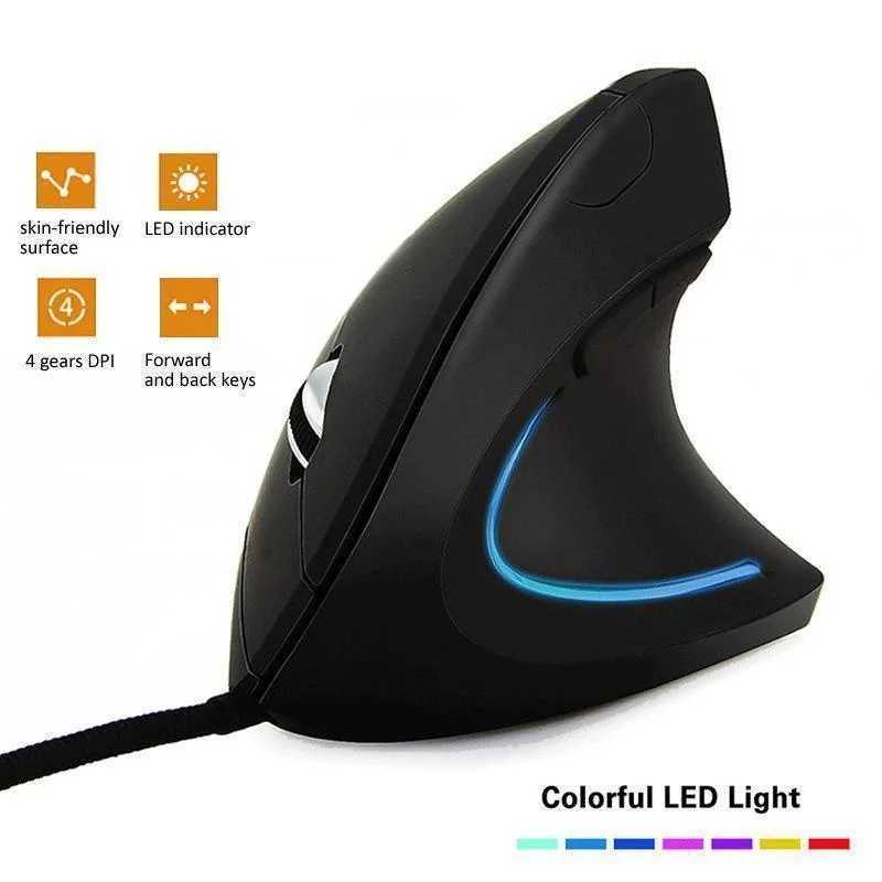 Wired Right Hand Vertical RGB Mouse Ergonomic Gaming Mouse 3200DPI USB Optical Wrist Healthy Mause for PC Computer D260327