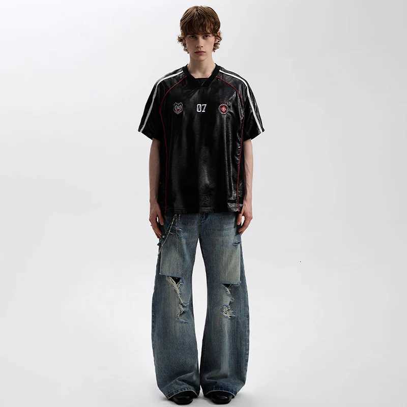 LUZHEN Fashion Embroidery V Neck Short Sleeve T-shirts Mens High Quality 2025 Summer Casual Tops Handsome Clothes JY2053 C260326