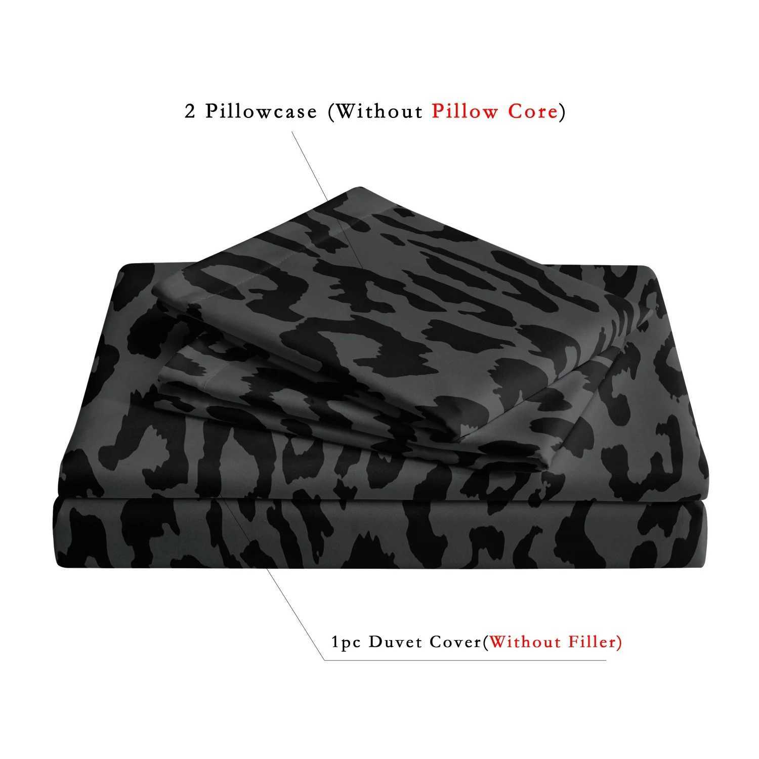 3Pcs Dark Leopard High-Definition Print Bedding Set Included 1 Duvet Cover 2 Pillowcases For All-Season Home Hotel Dorm Decor H260327
