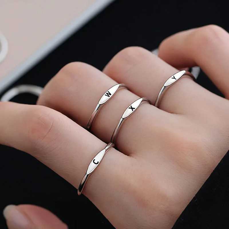 New 925 Sterling Silver Letter Ring Charm Personality Simple Style Woman Ring Birthday Gift for Friends Exquisite Jewelry H260327