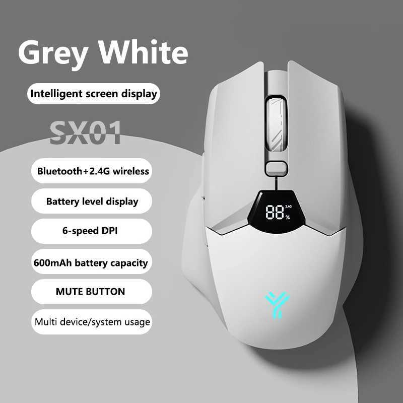 Warvank SX01 Wireless Gaming Mouse Smart Screen Display 6-speed DPI Adjustment 600mAh Rechargeable Silent Office Bluetooth Mouse D260327