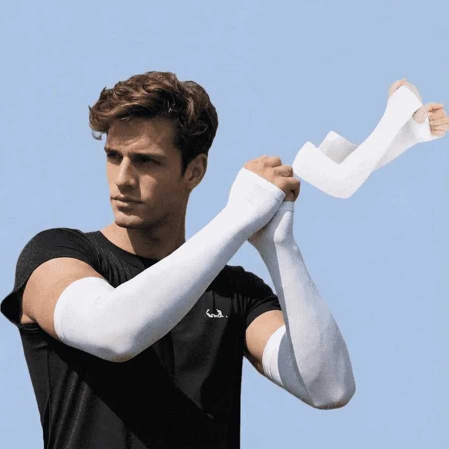 1PC Ice Silk Arm Sleeves Breathable UV Protection Cooling Arm Cover UPF 50 Sun Protection for Cycling Driving Running D260326