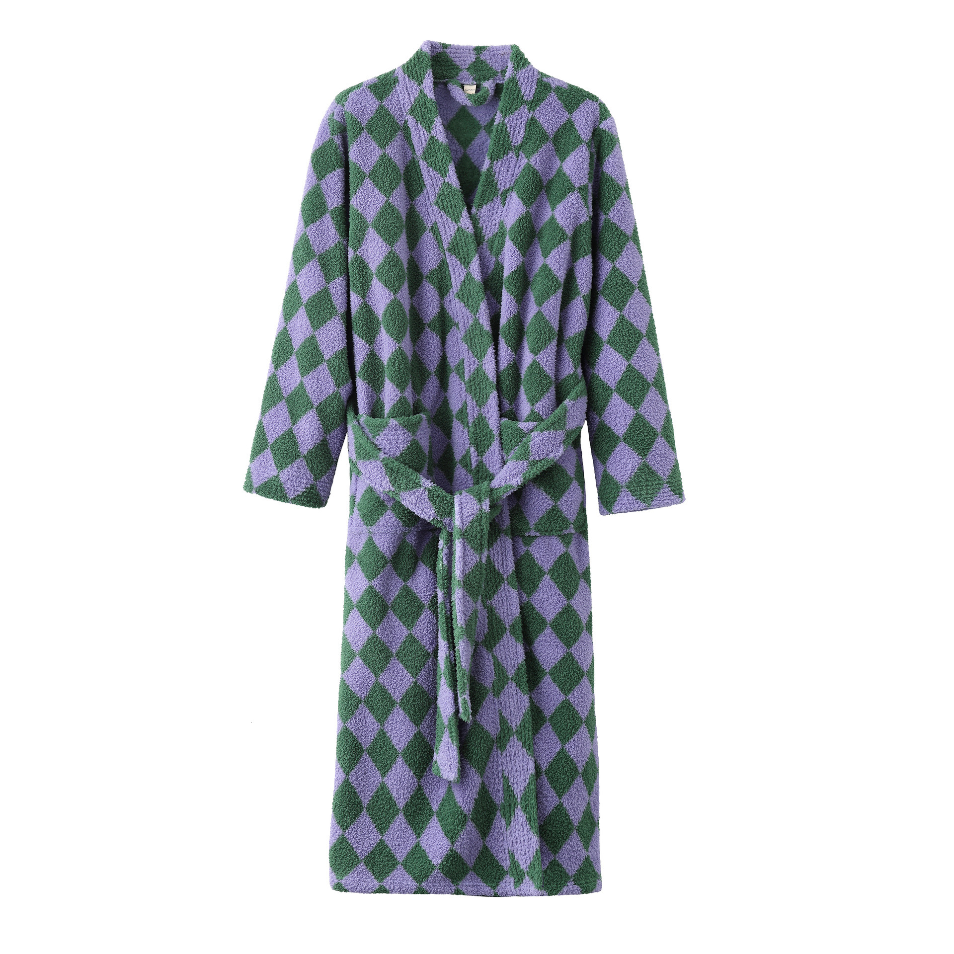 Bathrobe Men Designer V Neck Tie Waist 2026 Nightgown Winter Long Thickened Half Fleece Couple Bathrobe Coral Fleece Loungewear