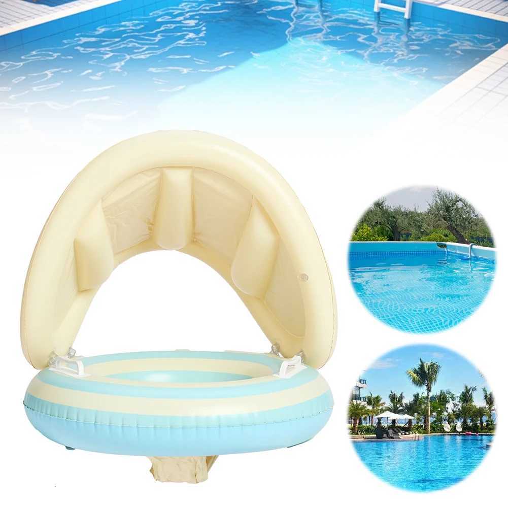 Baby Swimming Ring Inflatable Swim Ring with Detachable Sunshade Kids Seat Ring Leakproof Baby Pool for Kids Toddlers Z260328