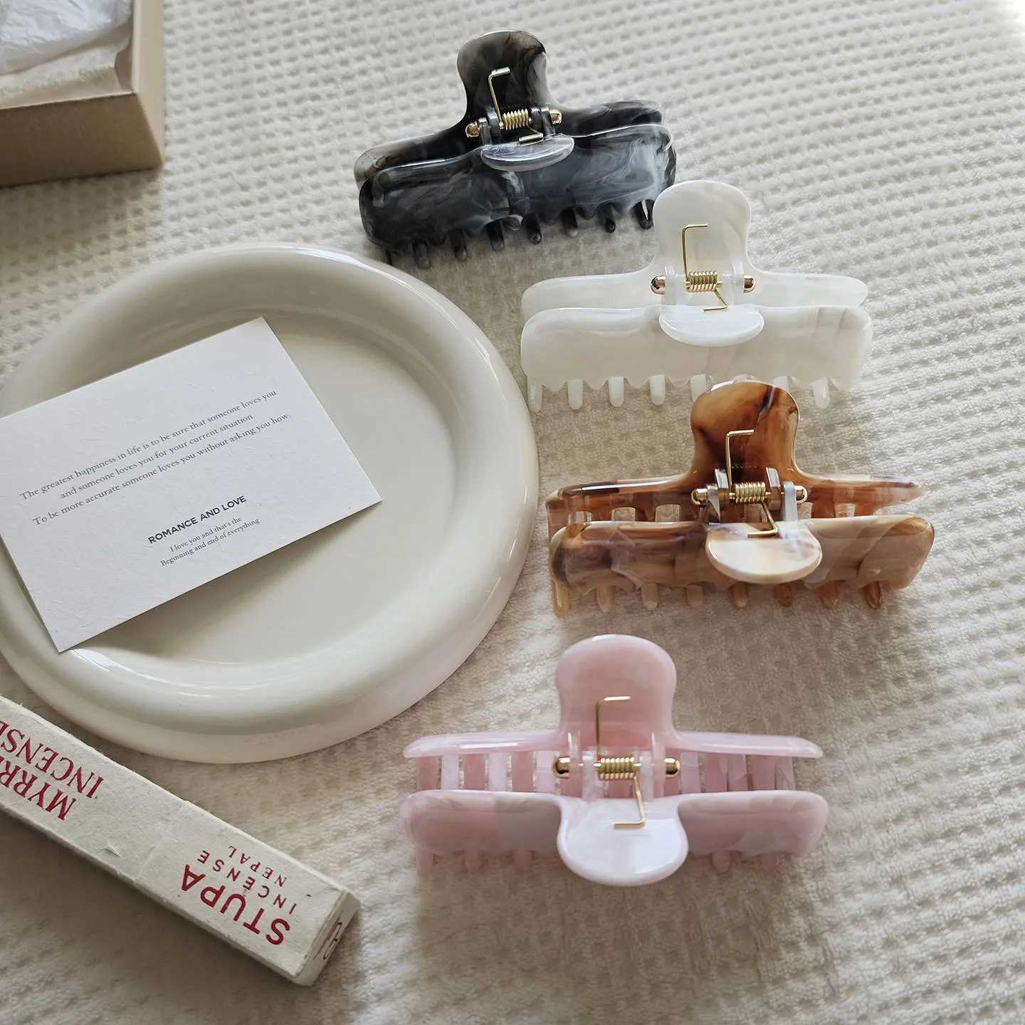 Muweordy 2pcs Ink Wash Pattern Classic Style Hair Claw Elegant Lady Daily Claw Clip Ins Trendy Hair Accessories for Women Girs H260328