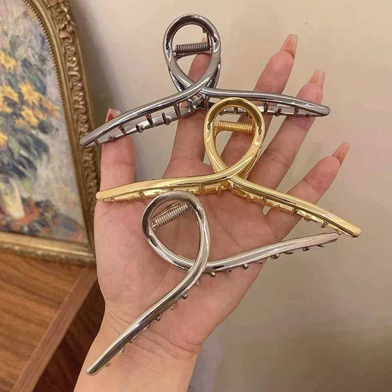 Korean style large shark clip high-end metal hair clip womens fashion new H260328