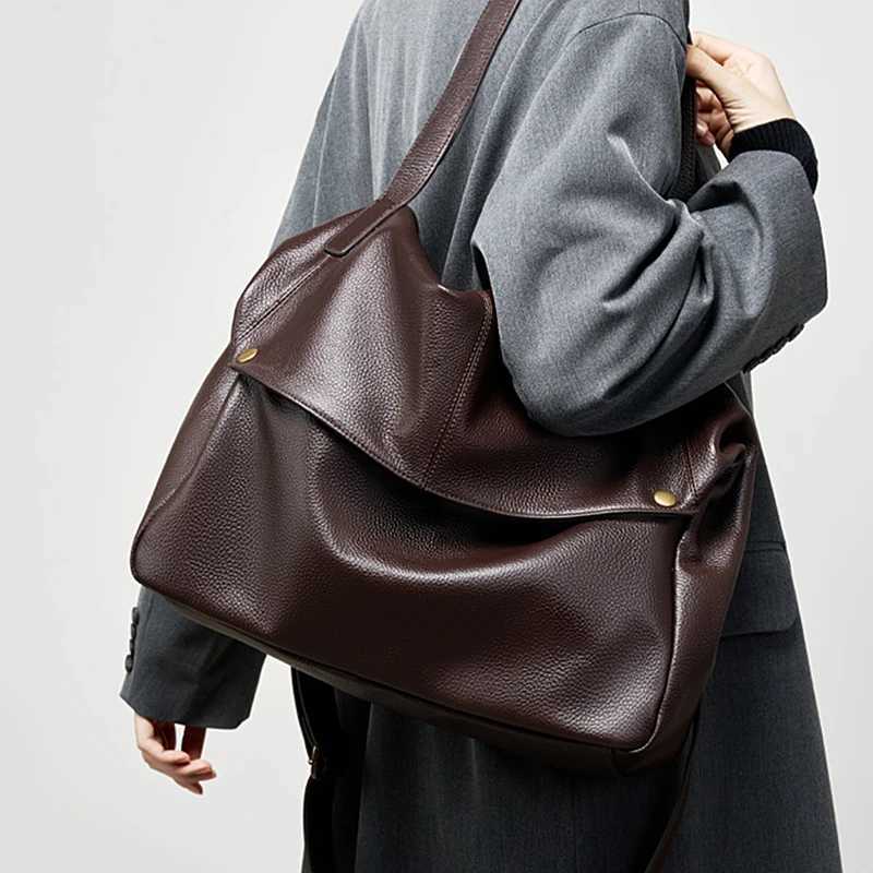 Hifashion Women Genuine Leather Large Capacity Shoulder Bags 2026 Soft Hobo Casual Daily Work Ladies Handbags Tote Female Purses C260327