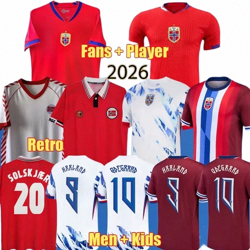 2026 World Cup Soccer Jersey Men Kids Haalands Odegaard STRAND sorloth BERG NUSA 24 25 26 SOLSKJAER 1998 2000 Vintage Norway Retro Football shirt kits b0fl#
