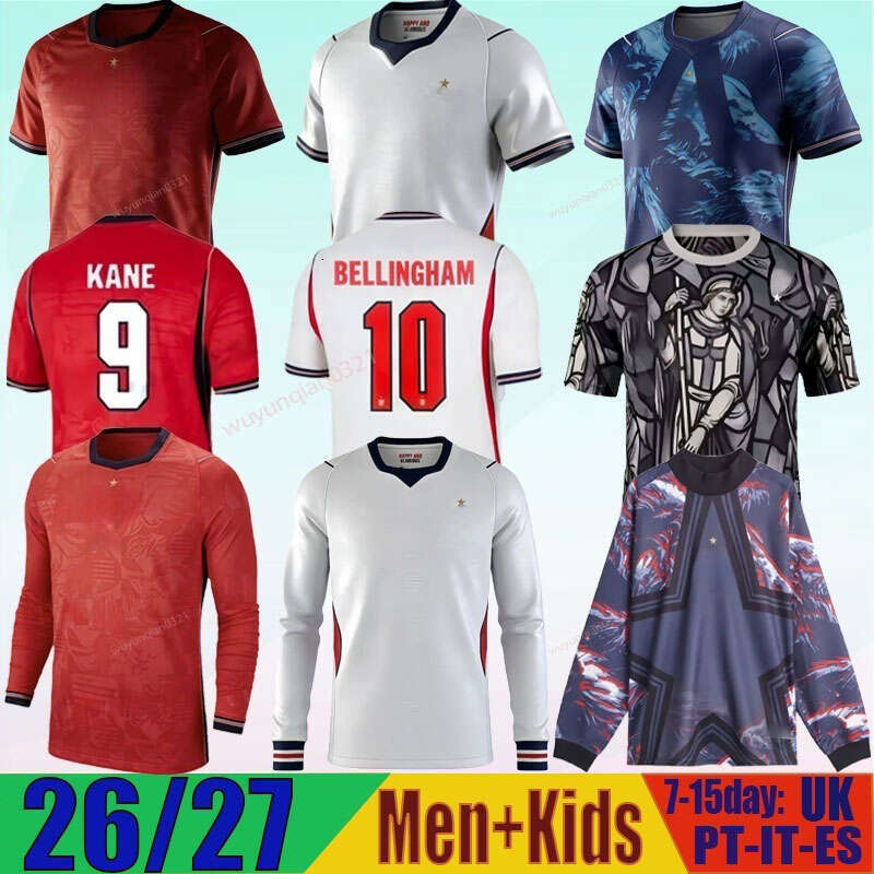 26 27 BELLINGHAM KANE ENGLANDs Soccer Jes RICE SAKA FODEN RASHFORD UK GASCOIGNE SOUTHGATE Retro Football Shirt Euro SHEARER OWEN 2026 2027