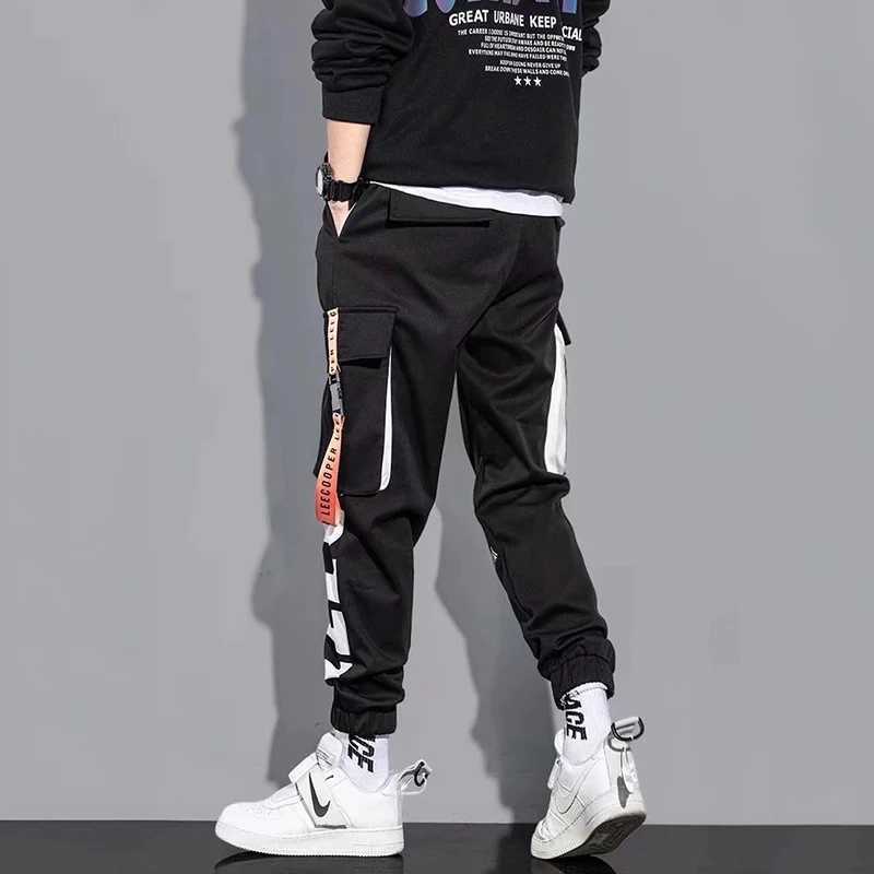 Men Casual Cargo Pants Male High Street Waist Drawstring Loose Multi Pocket Pants Fashion Straight Leg Comfortable Pants M260328