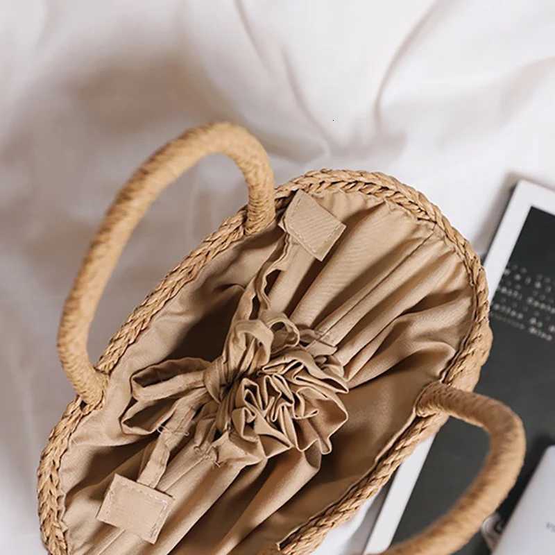 Simple Design Straw Handbags For Women Handmade Bohemian Style Beach Bag Summer Fashion Pack Bucket Bag Purse Totes C260327