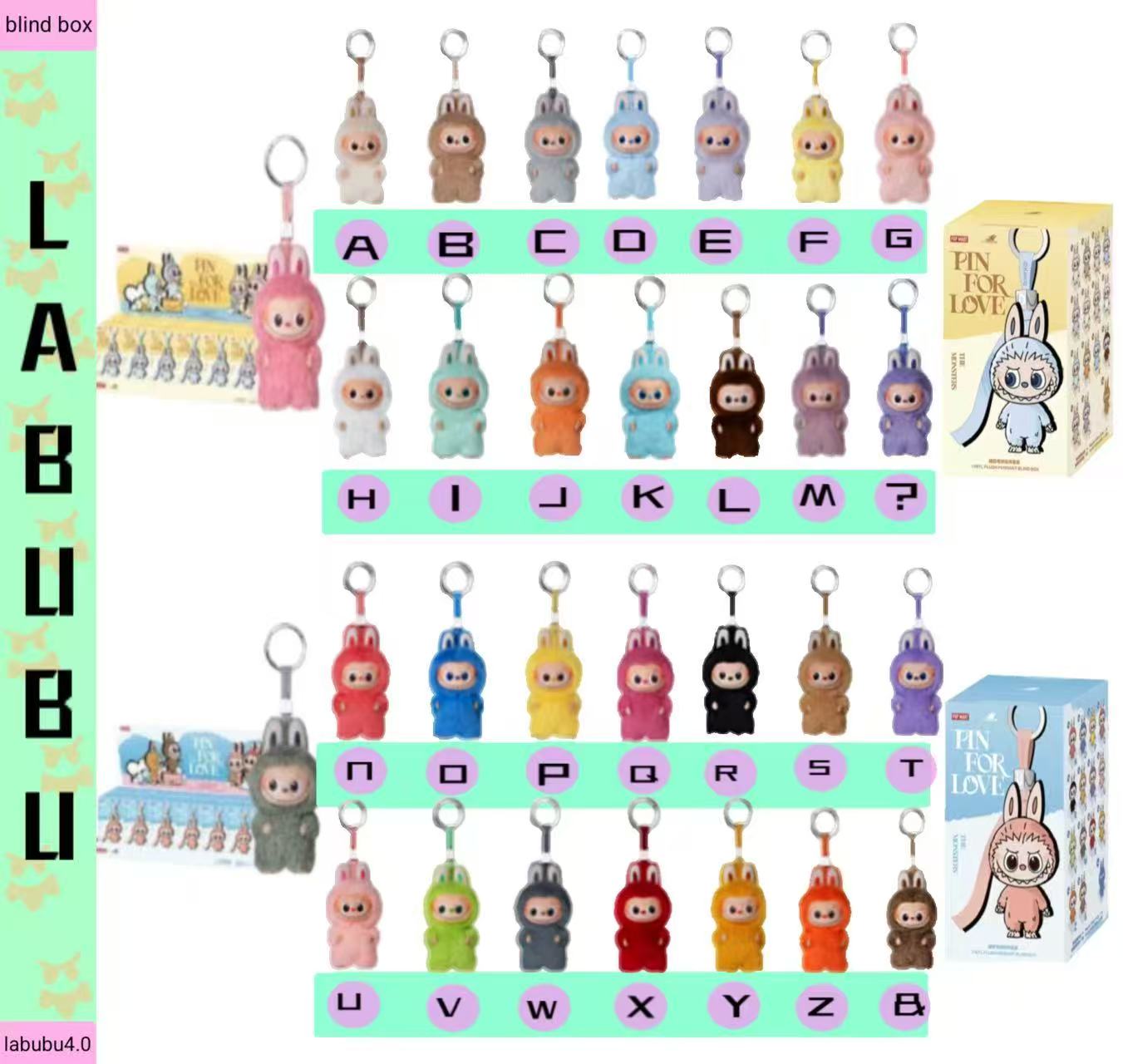 Hot New LABUBU Mini Edition Fourth Generation - Secret Code Series Rubber Face-shaped Cute Keychain Birthday Gift Limited Edition Packaging Box