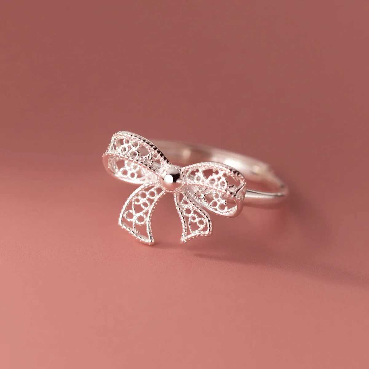 925 Sterling Silver Bow Open Rings For Women Engagement Luxury Fine Jewelry Wholesale Accessories Free Delivery Jewellery H260328