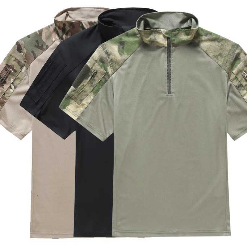 Mens Tactical Shirt Short Sleeve Quick Dry Breathable Outdoor Training Military Frog Shirt American Camo Combat Fitness T-Shirt C260326