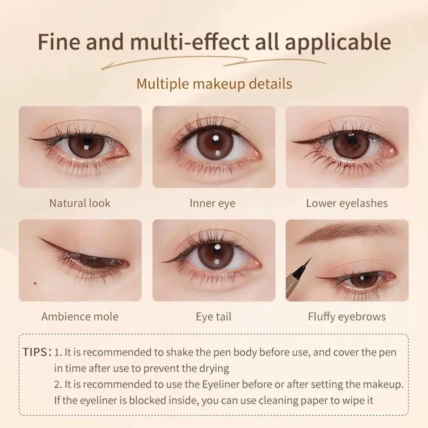 Judydoll Liquid Eyeliner Ultra Fine Liquid Eyeliner Waterproof with Smooth Strong Fibres Smudge-proof Longwearing Smooth H260328