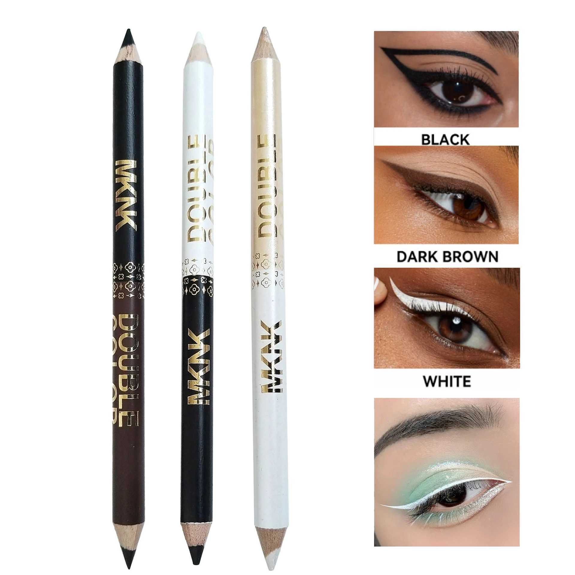 Two-Color Wooden Eyeliner Pencil Smooth Matte Black White Gel Eye Liner Pen Dual-use Pearlescent Silkworm Highlight Shadow Pen H260328