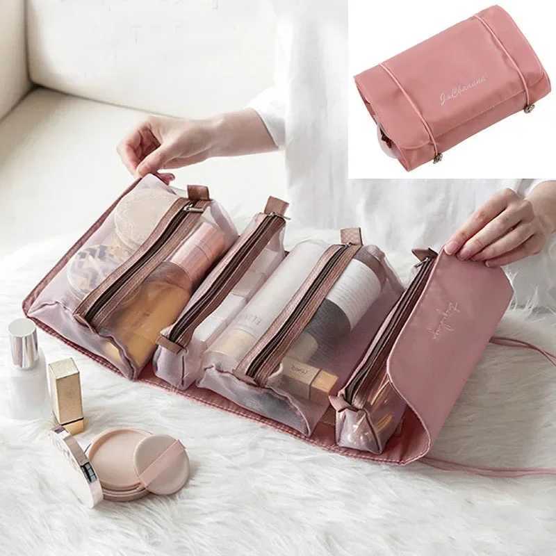 Travel makeup bag large capacity womens makeup bag waterproof portable bag open flat wash bag with divider and handle D260328