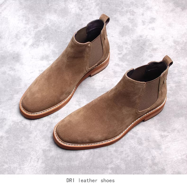 Men's Faux Suede Chelsea Boots High-Top Casual Retro British Style Warm Short Boots for Men