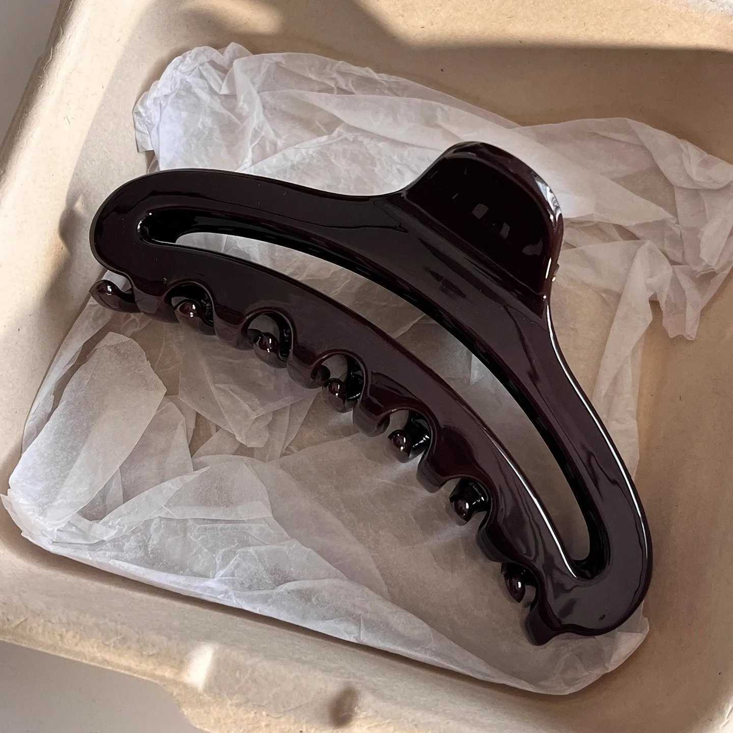 2pcs Vintage Leopard Print Arc Moon Hollow Large Hair Grab Clips Claw For Women French Style Shark Clamp Charm Hair Accessories H260328