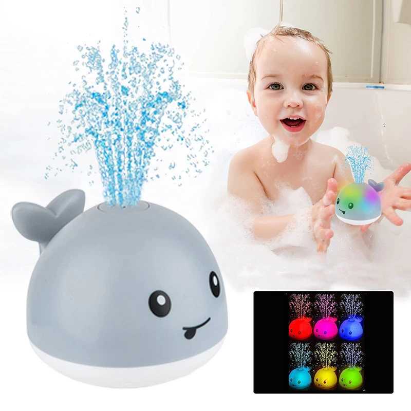 Baby Light Up Bath Toys Whale Automatic Sprinkler Bathtub Toys Pool Bathroom Shower Bath Toys for Toddlers Infant Kids Boy Gift Z260328