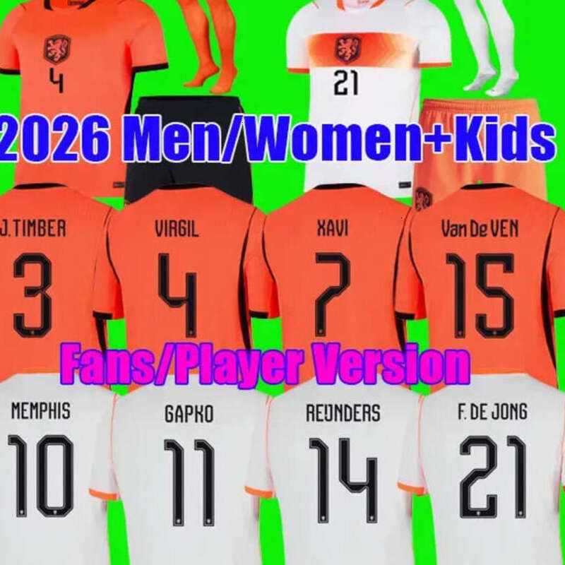Neherlands 26 World Cup Ki MEMPHIS GAKPO Soccer football jersey GRAVENBERCH F. DE JONG DE LIGT J.Timber REIJNDERS VAN DE VEN Duch Holland Fooball Shir
