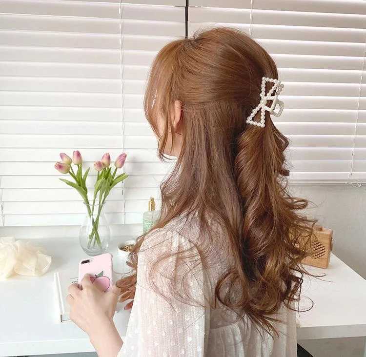 Pearl Claw Clips Crab Geometric Hairpins For Women Girl Korean Bow Hollow Hair Accessories Bath Clip Headwear Barrettes H260328