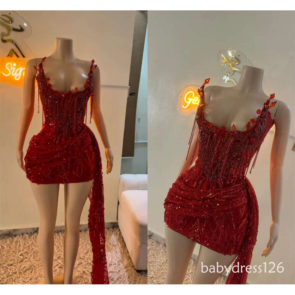 Luxury Short Red Prom 2026 Beading Gems Birthday Diamonds Cocktail Senior Homecoming Party Gowns Customized Evening Dress Lux M27 ZD19