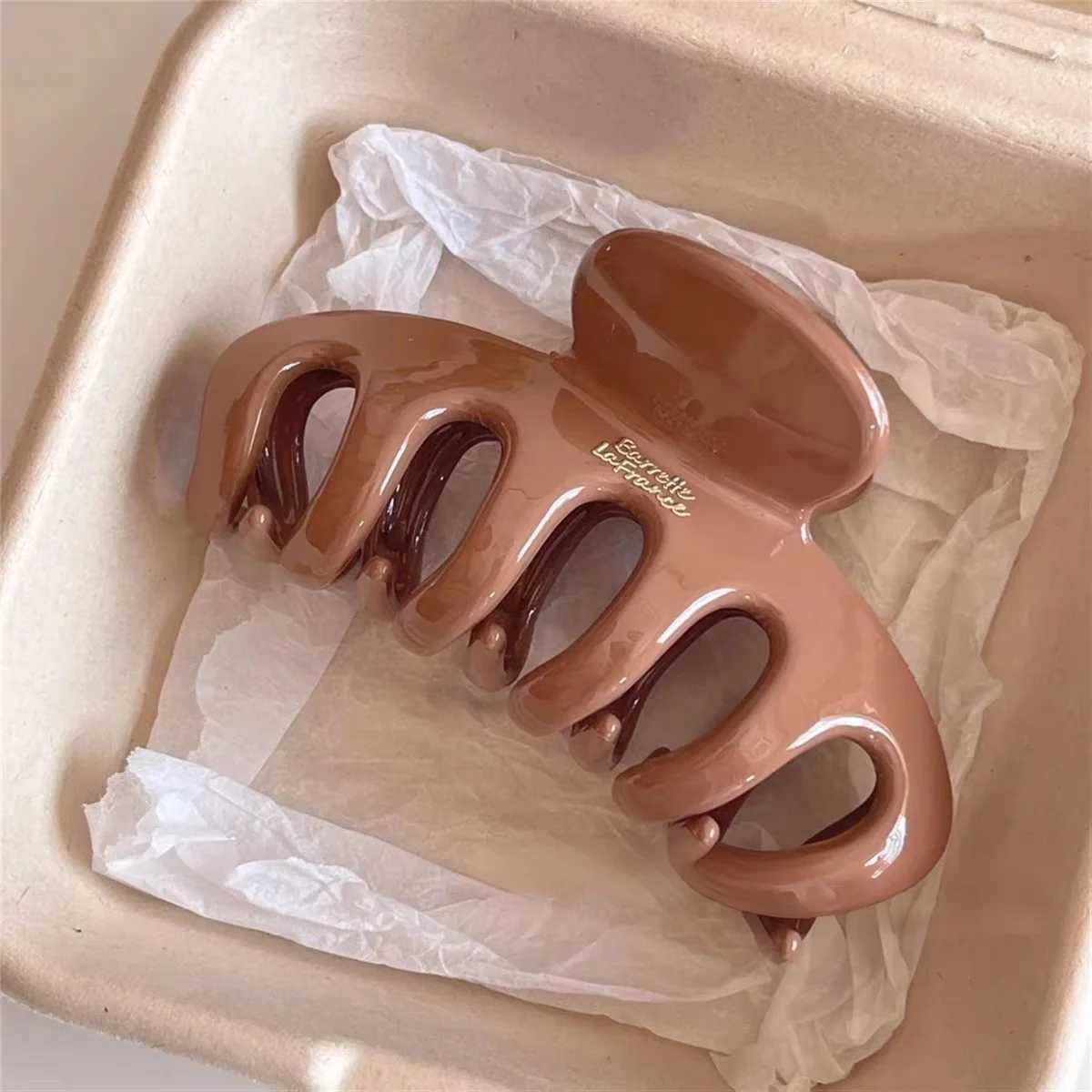 Vintage Leopard Print Brown Arc Dragon Bone Large Hair Clip Claw Elegant Shark Hair Clamp Versatile Headwear Hair Accessories H260328