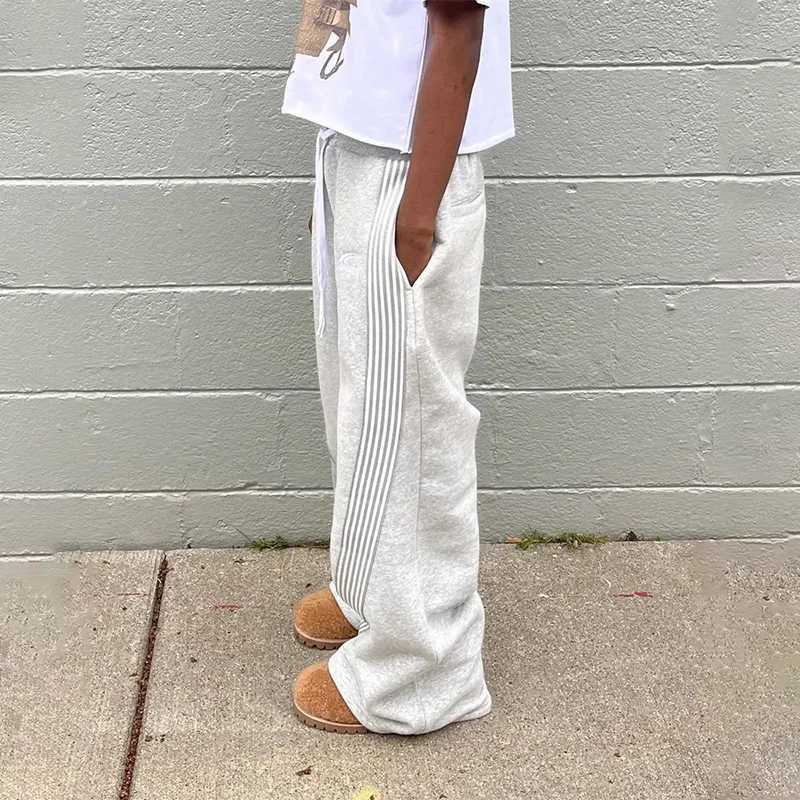 Hip-Hop Streetwear Pant Men Casual Striped Sweatpants Spring Autumn Couple Baggy Elastic Waist Jogging Trousers High Street Pant M260328