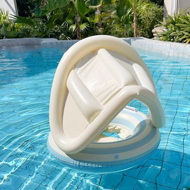 Baby Swimming Float Inflatable Circle Baby Pool Float Ring with SunShade Baby Bathing Swimming Pool Toys for Babies 3-36 Months Z260328