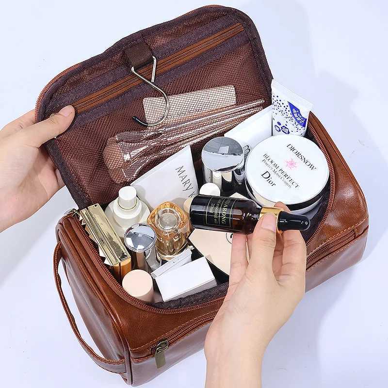 Waterproof PU Leather Travel Toiletry Bag Large Capacity Cosmetic Organizer for Men and Women D260328