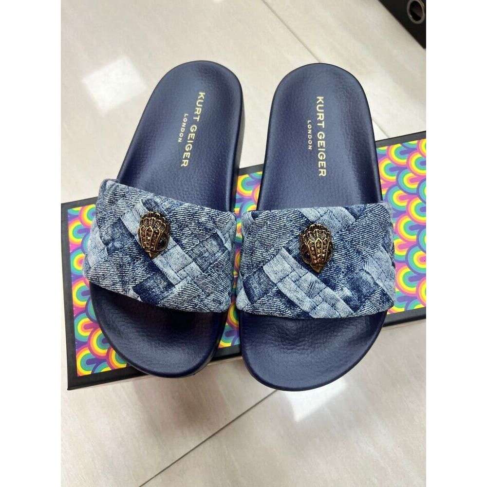 Kurt Geigerr Sandals Slides Womens London Designer Kensingtons Sandals Arch Support Summer Beach Designer Slippers Shoes Indoor Comfortable Flat Shoes Gift 226