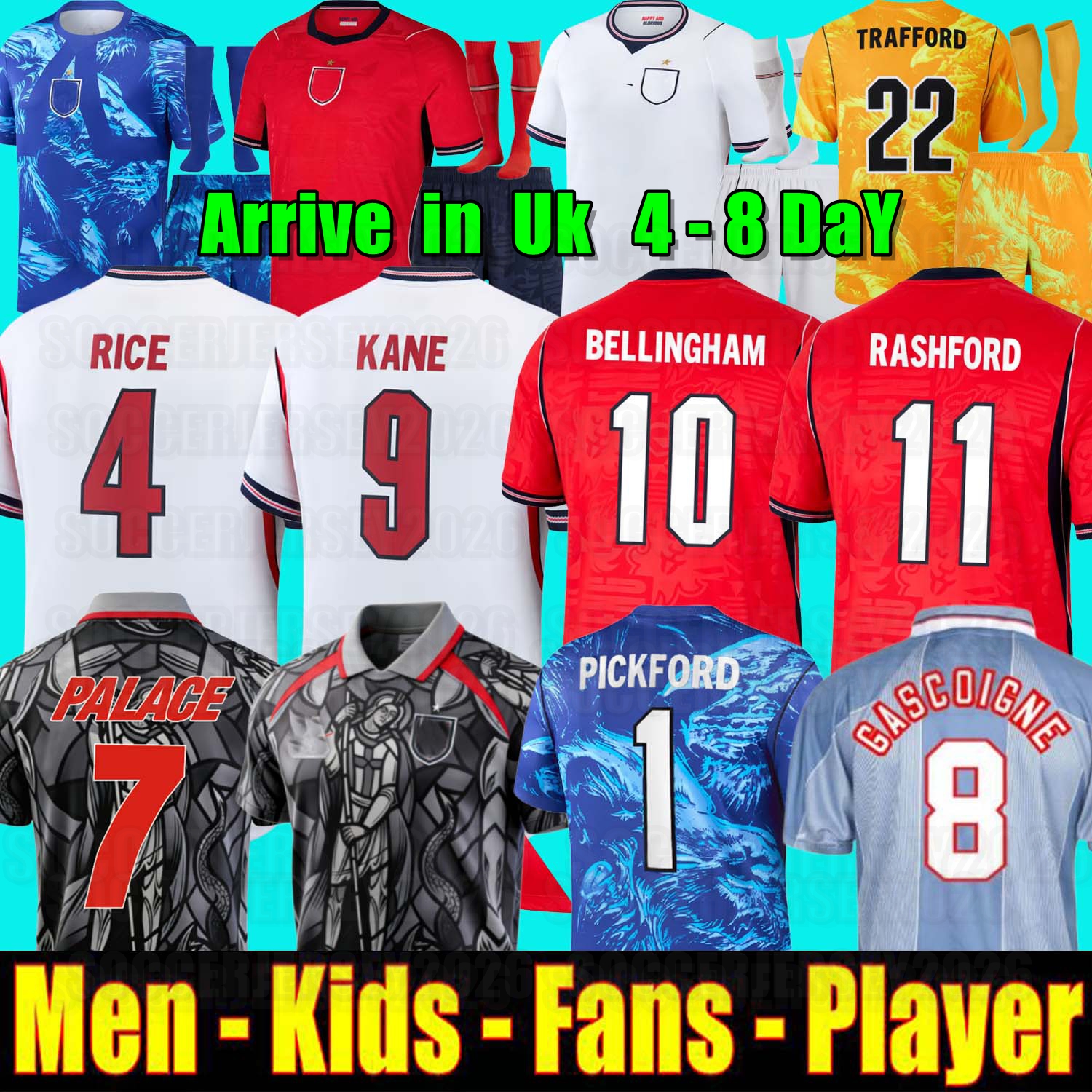 2026 EnGLaNdS Soccer Jersey Men Kids KANE BELLINGHAM RASHFORD RICE FODEN GORDON PALMER PICKFORD Football Shirt Soccer Uniforms WOMEN 26 27 kit World Cup Palace