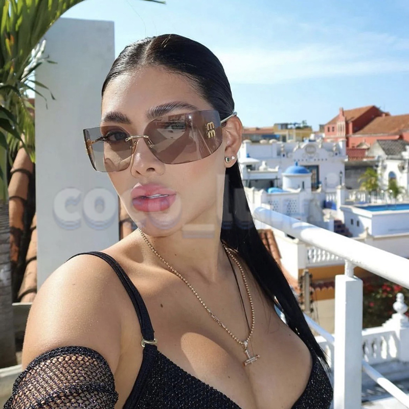 Designer Sun Glasses Womens Luxury Sunglasses Frameless Glasses Curved Mirror-shape Hairband Glasses Mens Shades Eyewear Men Vintage Sun Glasses With Box
