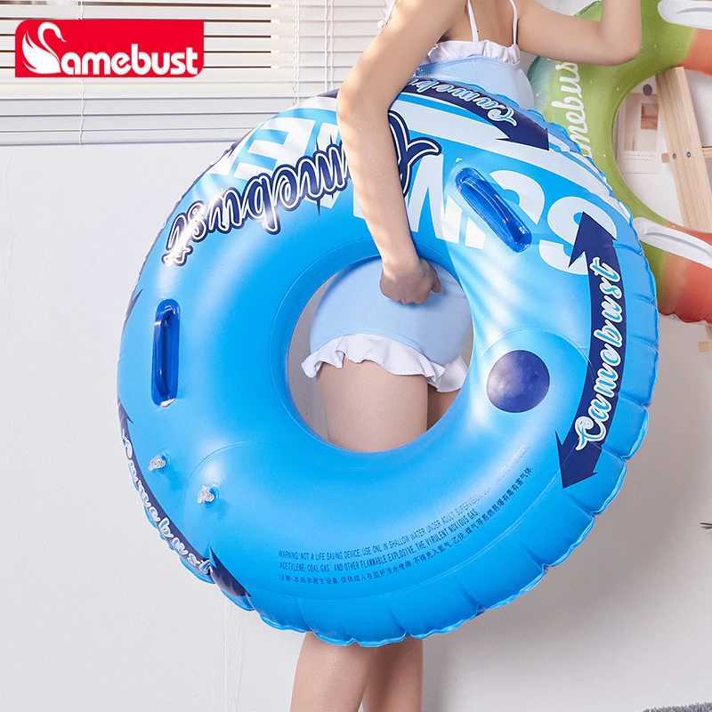 Camebust Double Valves Swim Ring Inflatable Float Tube Water Play Toys for adult kids Blue and Yellow Color 43in Z260328