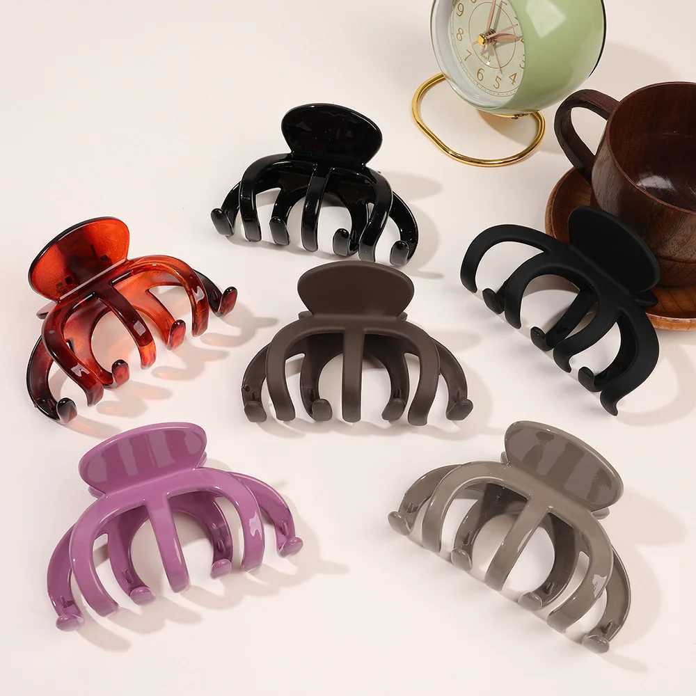 Women Fashion Large Hair Claw Clip Korean Simple Acrylic Hairgrips Shark Hairpins Clamp Matte For Girl Ponytail Hair Accessories H260328